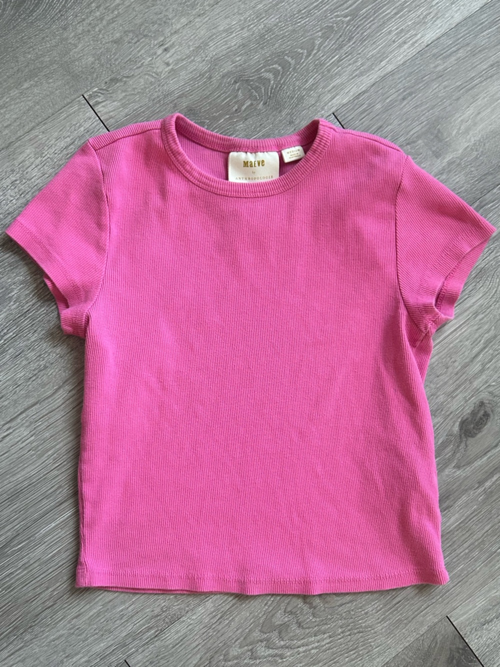 Maeve by Anthropologie The Blair Baby Tee Cropped Edition Pink M